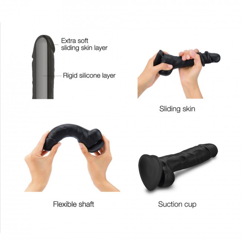 Realistyczne dildo sliding skin black xxl